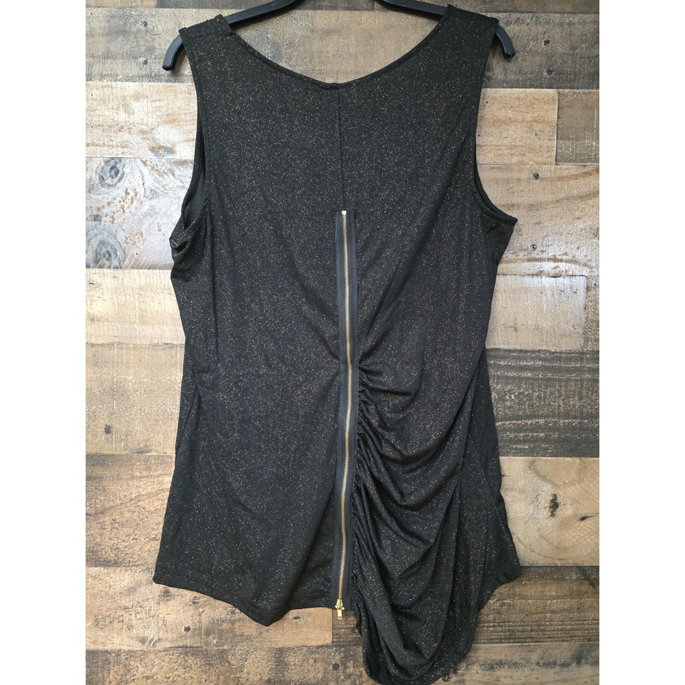 Women Ruched Back Asymmetrical Y2K Top XL Fairygoth Witchy Sparkly Cocktail